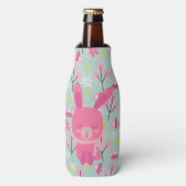 Rosa Bunnies und Blume Flaschenkühler (Flaschenvorderseite)