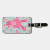 Rosa Bunnies und Blume Gepäckanhänger (Vorderseite horizontal)