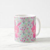 Rosa Bunnies und Blume Kaffeetasse (VorderseiteRechts)