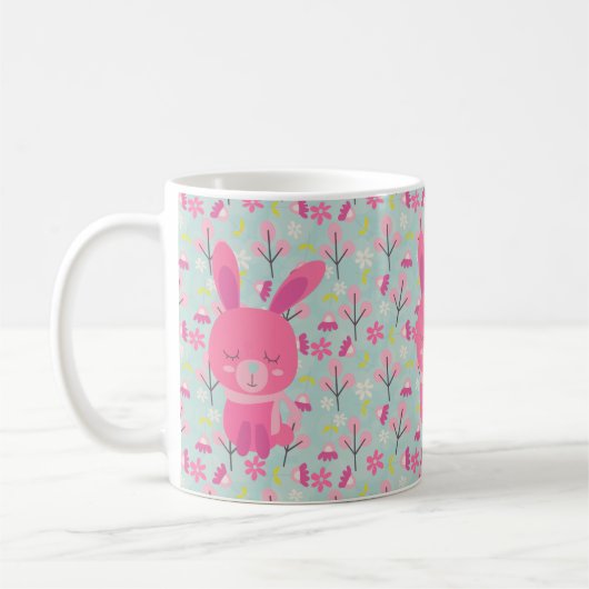 Rosa Bunnies und Blume Kaffeetasse (Links)