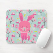 Rosa Bunnies und Blume Mousepad (Mit Mouse)