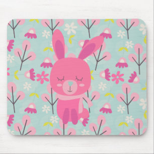 Rosa Bunnies und Blume Mousepad