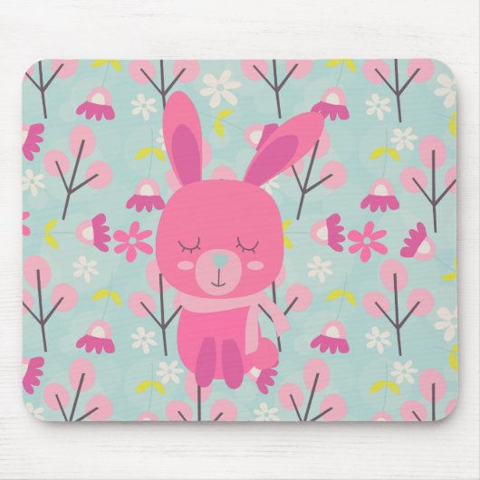 Rosa Bunnies und Blume Mousepad (Vorne)