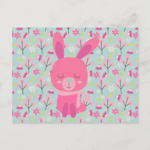 Rosa Bunnies und Blume Postkarte