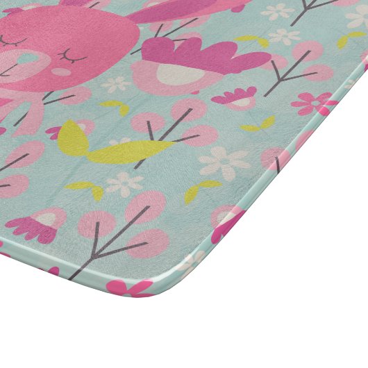 Rosa Bunnies und Blume Schneidebrett (Ecke)