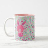 Rosa Bunnies und Blume Zweifarbige Tasse (Links)