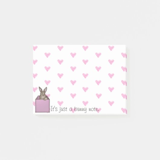 Rosa Bunny-in-the-box Post-it Klebezettel (Vorderseite)