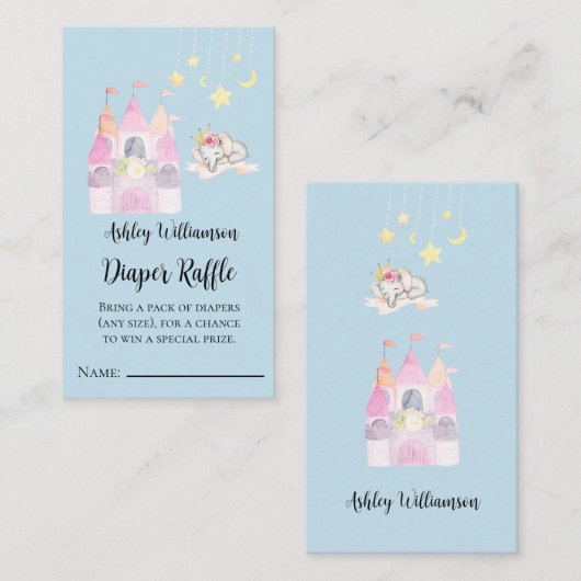 Rosa Burg Princess Kinderdusche Windeln Raffel Begleitkarte (Vorne/Hinten)