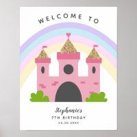Rosa Burg Prinzessin Geburtstagsparty Begrüßung Un
