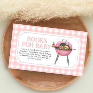 Rosa Burger BBQ Baby Shower Bücher für Baby Begleitkarte