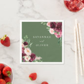 Rosa & Burgund Bläschen 7 Name - Grün Serviette (Beispiel)