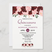 Rosa & Burgund Blumenzwiebeln Einladung (Vorderseite)