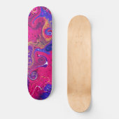 Rosa, Burgund, Lila, schweißes Marmorwasser Kunst  Skateboard (Vorderseite)