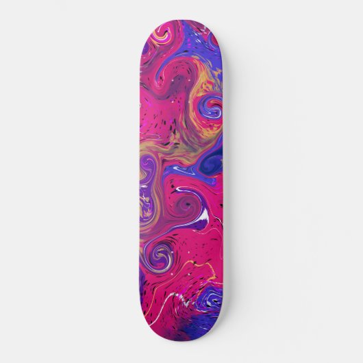 Rosa, Burgund, Lila, schweißes Marmorwasser Kunst  Skateboard (Vorderseite)