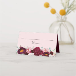 Rosa Burgund Marsala Wasserfarben Platzkarte