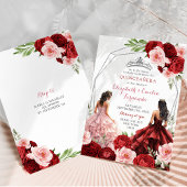 Rosa Burgund Red Twins Royal Princesses 15 Años Einladung