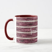 Rosa Burgund Rote Rose Glitzer Streifen Tasse (Links)