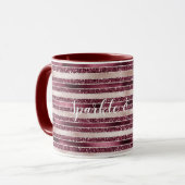 Rosa Burgund Rote Rose Glitzer Streifen Tasse (Vorderseite Links)