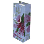 Rosa Burgund und dunkelgrün Geschenktüte Für Weinflaschen (Vorderseite Schrägansicht)
