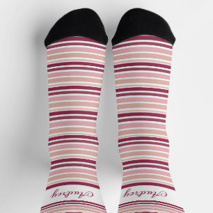 Rosa Burgund und weißer Streifen Socken