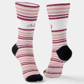 Rosa Burgund und weißer Streifen Socken (Gewinkelt)
