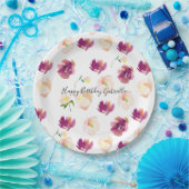 Rosa Burgund Wasserfarbe Pappteller (Party)