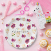 Rosa Burgund Wasserfarbe Pappteller (Party)