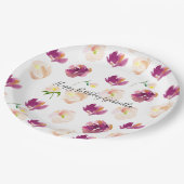 Rosa Burgund Wasserfarbe Pappteller (Schrägansicht)