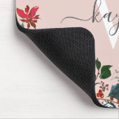 Rosa Burgund Wasserfarbe Rose Mit Monogramm Mousepad (Ecke)