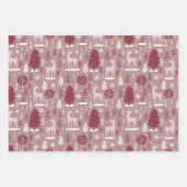 Rosa Burgund Weihnachtsbaum Geschenkpapier Set (Vorderseite)