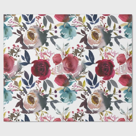 Rosa Burgund Weinkultur und Erde Blume Geschenkpapier (Flach)