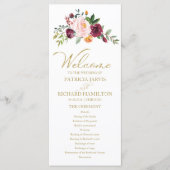 Rosa Burgunder Florales Gold Hochzeitsprogramm Programm (Vorderseite)