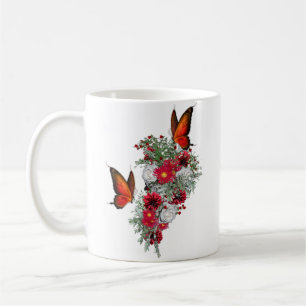 Rosa, Burgunderrot und weiße Rosensträuße  Kaffeetasse