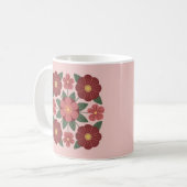 Rosa-Burgunderrote Blumen-Tasse Kaffeetasse (Vorderseite Links)