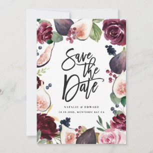 Rosa, burgunderrote und feigenfarbene Blumengestal Save The Date