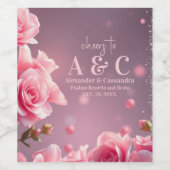 Rosa Burgundy Blumenrinde Weinetikett (Einzelnes Label)