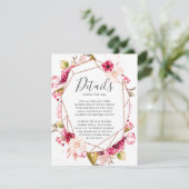 Rosa Burgundy Geometric Terrarium Wedding Details Einladung (Stehend Vorderseite)