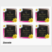 Rosa Burgundy Glitzer Black Product Labels Logo Quadratischer Aufkleber (Blatt)