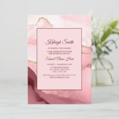 Rosa Burgundy Red Marble Trunk Party Einladung (Stehend Vorderseite)