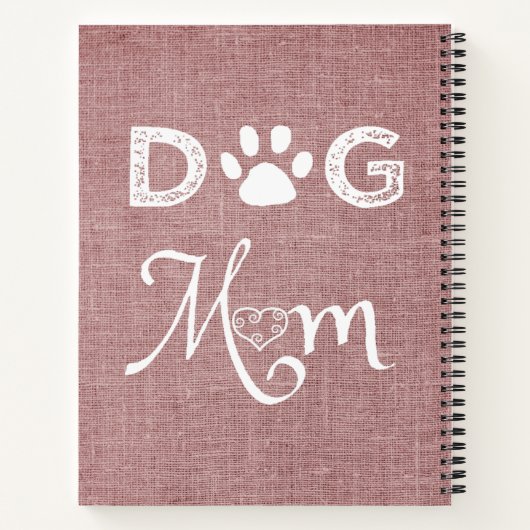 Rosa Burlap Dog Mama Notebook Notizblock (Rückseite)