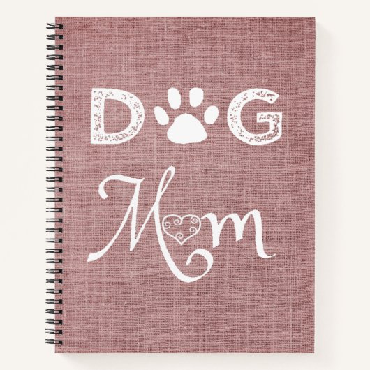 Rosa Burlap Dog Mama Notebook Notizblock (Vorderseite)
