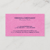 Rosa Burlap-Leine mit Navy Blue Mandala Visitenkarte (Rückseite)