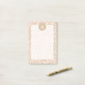 Rosa Büro-Leoparden-Monogramm-Post-it-Notiz-Gesche Post-it Klebezettel (Auf Schreibtisch)
