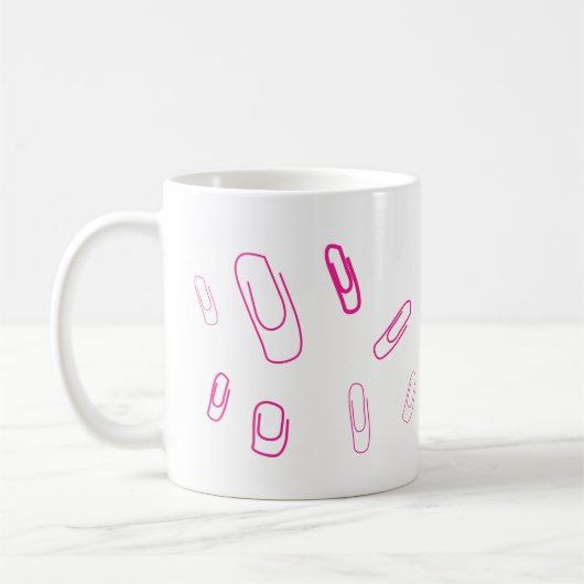 Rosa Büroklammer im Retro-Design Kaffeetasse (Links)