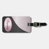 Rosa Bürsten-Stahl und schwarzer Druck Gepäckanhänger (Vorderseite horizontal)