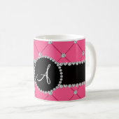 Rosa Büscheldiamanten des Monogramms Kaffeetasse (VorderseiteRechts)