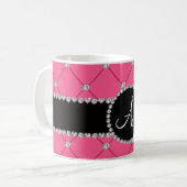 Rosa Büscheldiamanten des Monogramms Kaffeetasse (Vorderseite Links)