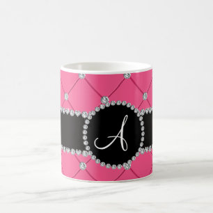 Rosa Büscheldiamanten des Monogramms Kaffeetasse