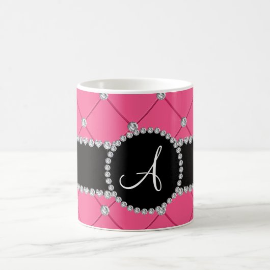 Rosa Büscheldiamanten des Monogramms Kaffeetasse (Mittel)