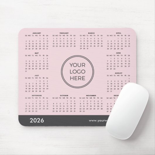 Rosa Business-Logo 2026 Kalendermousepad Mousepad (Mit Mouse)